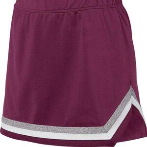 Agusta Ladies Girls Pike Cheer Skirt Maroon White and Glitter Silver Size S